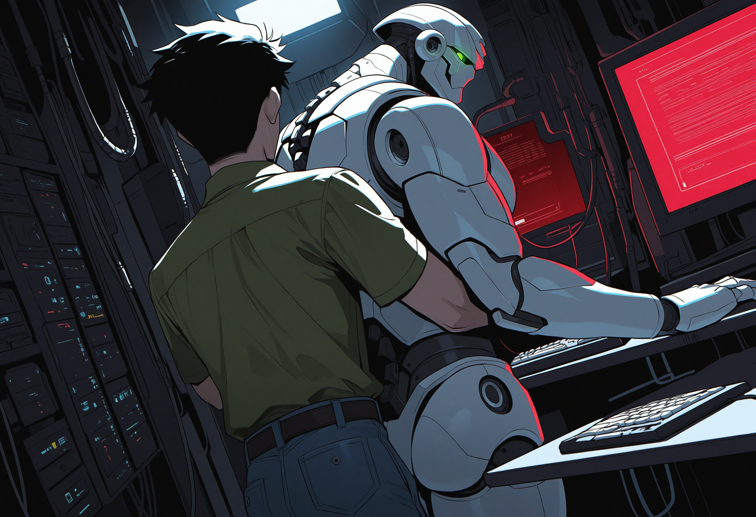 04591-2952340038-close-up, 2boys, big robot and human boy, (age difference_1.5, size difference), from behind, from side,_BREAK_male focus, serio.png